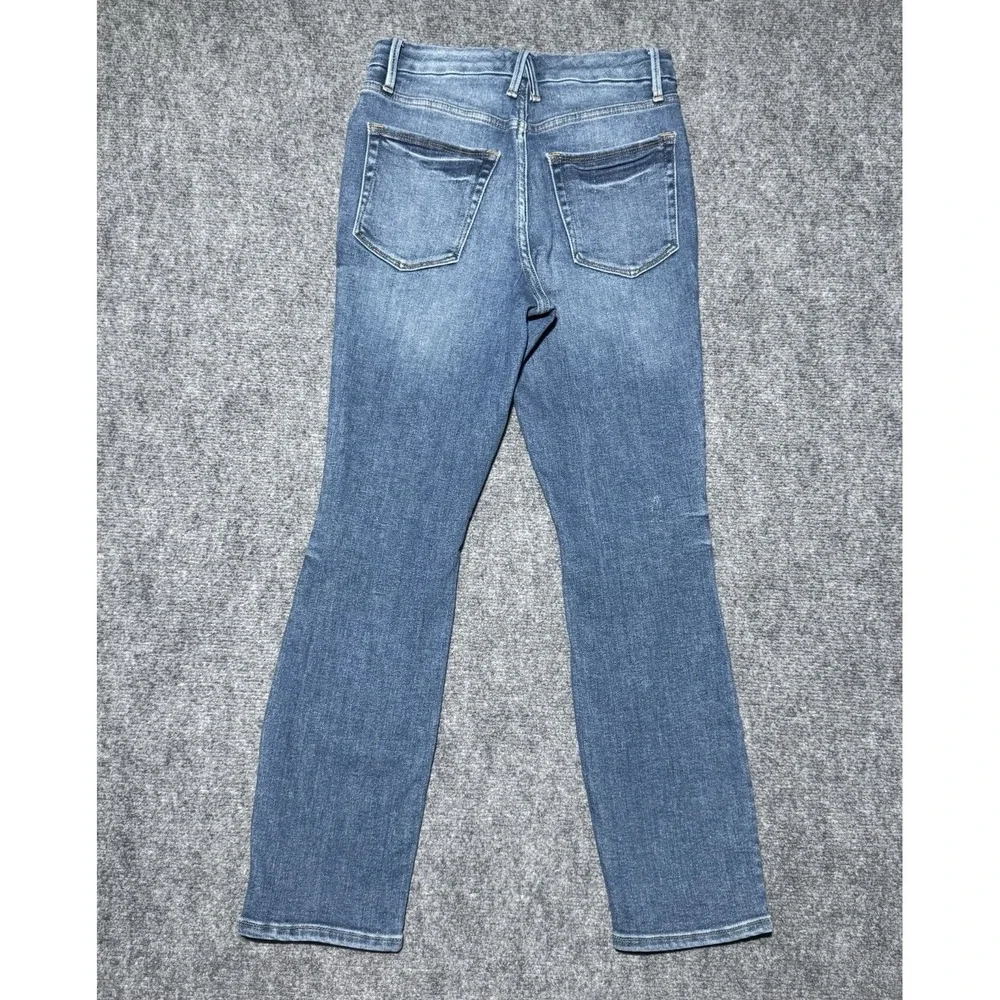 Good American Slim Straight Jeans Women 6/28 Blue Fade Denim Distressed 26x27